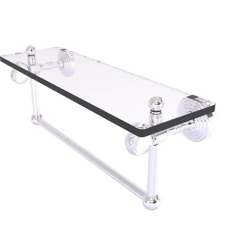 Allied Brass Pacific Grove Polished Chrome 1-Tier Brass Wall Mount Bathroom Shelf