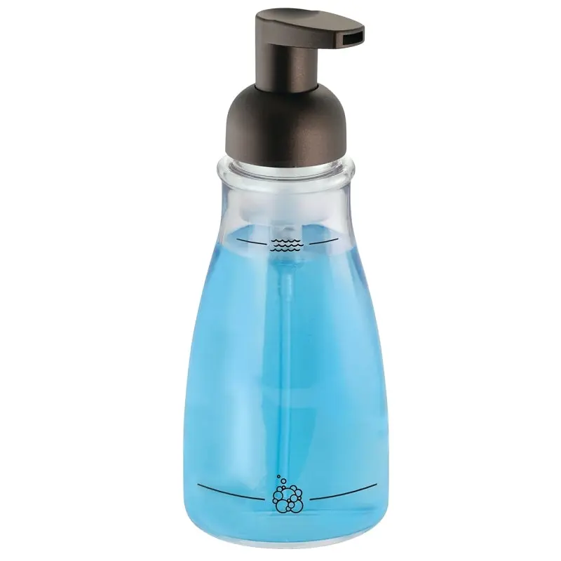 iDESIGN Basic 50104 Foaming Soap Dispenser, 14 oz Capacity, Plastic, Clear, Bronze