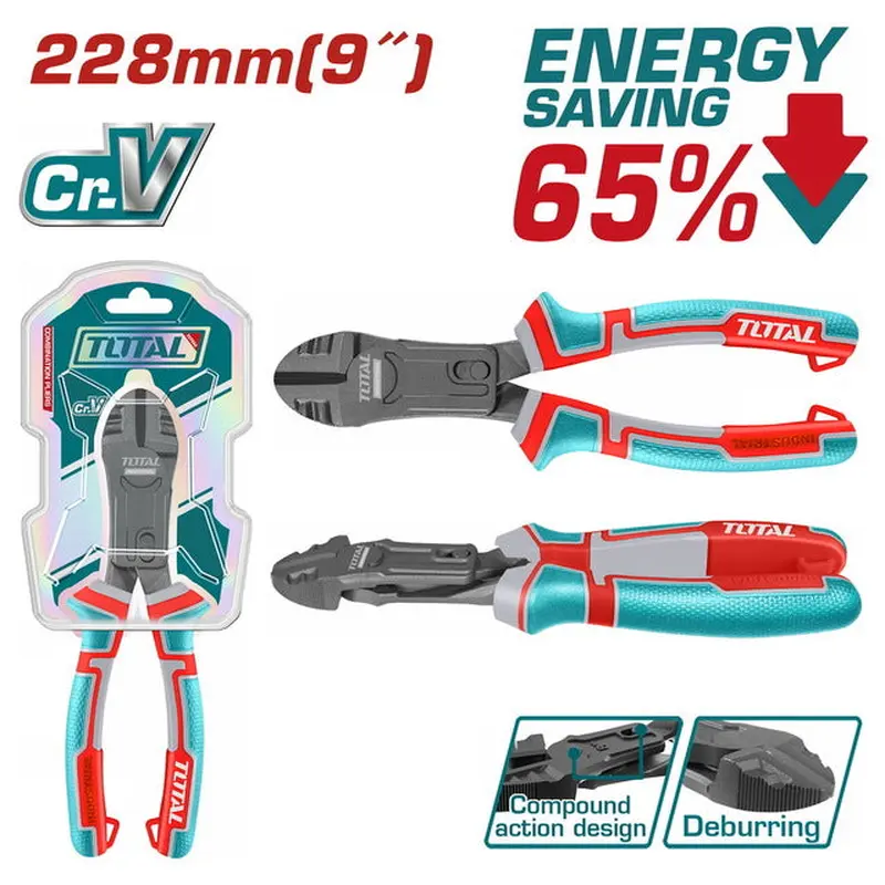 TOTAL Compound Action Diagonal Cutting Pliers 228mm