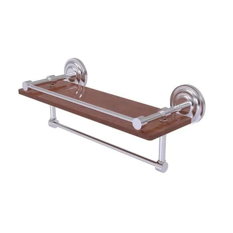 Allied Brass Que New Satin Chrome 1-Tier Brass Wall Mount Bathroom Shelf