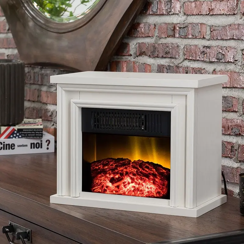 13.5 in. Desktop Electric Fireplace in White285 / 13.47 in / Oak
