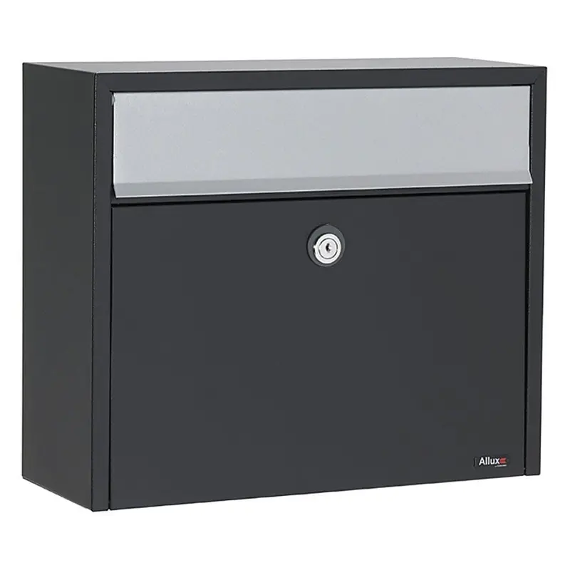 Allux Black Wall-Mount MailboxBlack with Gray Flap / 12 / Small