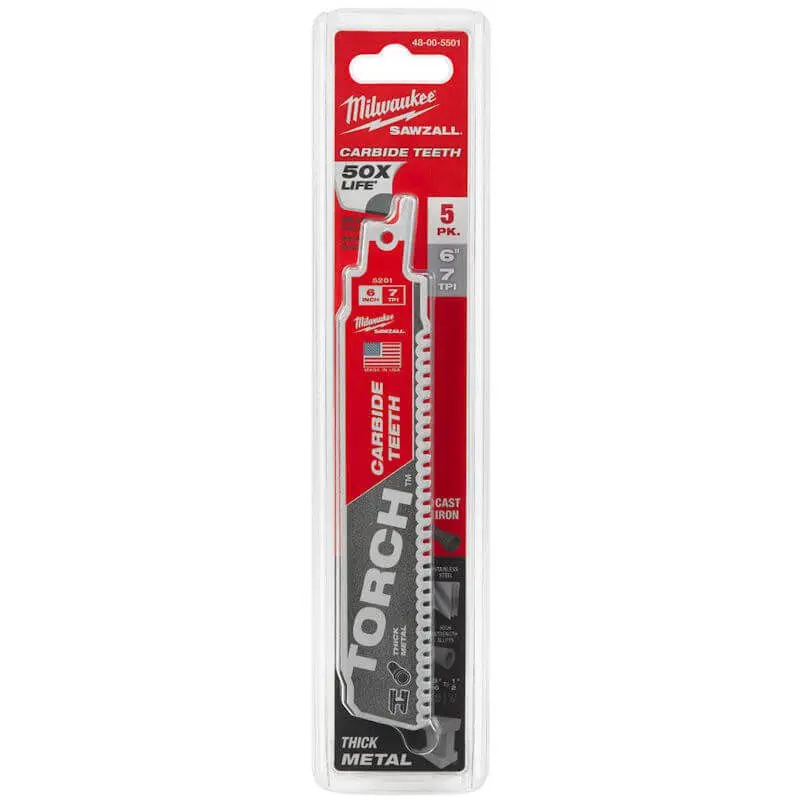 Milwaukee SAWZALL The TORCH Reciprocating Saw Blade 48005501 5pcs