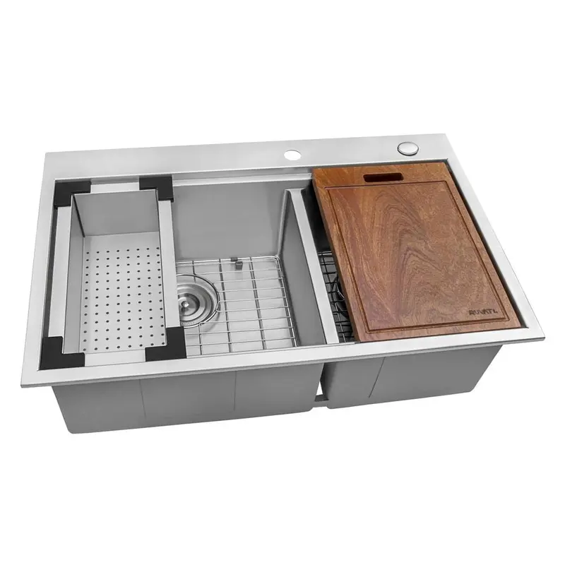 33 in. Double Bowl Drop-in 16-Gauge Stainless Steel Ledge Kitchen Sink 60/4050 / each