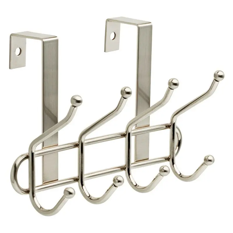 9 in. Satin Nickel Over-the-Door Ball End Hook RackSatin Nickel / 0.8858 / 10