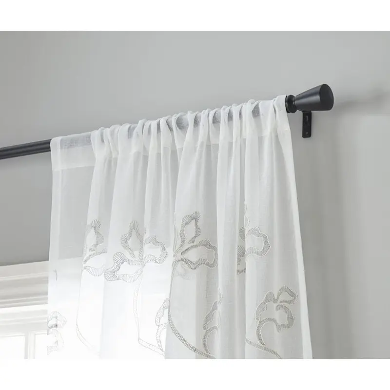 allen   roth Whittmen 84-in Grey Polyester Sheer Single Curtain Panel