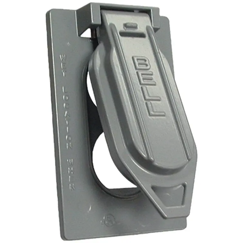 Hubbell 5146-5 Cover, 4-9/16 in L, 2-13/16 in W, Aluminum, Gray, Powder-Coated